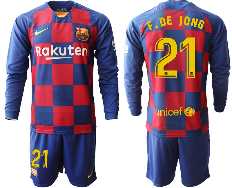 Men 2019-2020 club Barcelona home long sleeve #21 blue Soccer Jerseys->barcelona jersey->Soccer Club Jersey